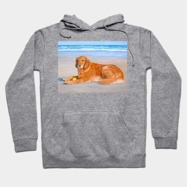 Golden Retriever at Beach Hoodie by KarenZukArt